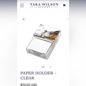 NWT Tara Wilson Clear Lucite Paper Holder